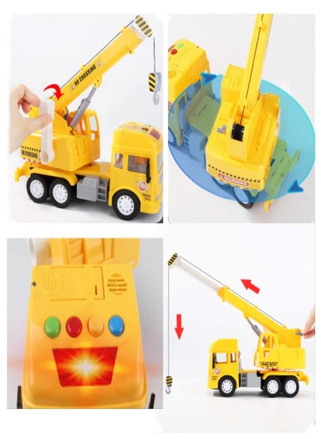 SHIPEASE لعبة شاحنات رافعة البناء التي تعمل بالاحتكاك من SHIPEASE للأطفال من عمر 3 سنوات فما فوق، مركبات سحب للخلف، رافعة رفع دوارة 360 درجة مع موسيقى خفيفة (متعددة الألوان) - Image 3